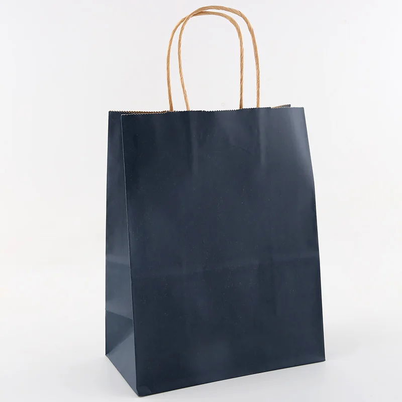 15*8*21cm 130g In stock Shopping Gift Handle Craft Print Food Takeaway Packaging White Brown Small  Kraft Paper Bag