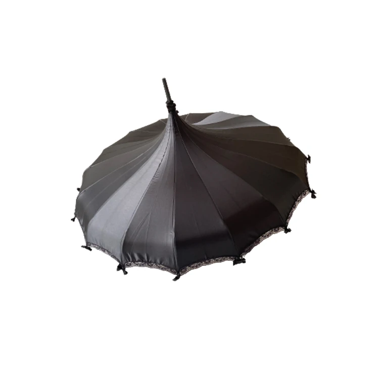 LOTUS Good Quality Factory Directly Black Umbrella Fashion Pagoda Umbrella Long J Handle Umbrella with Custom Design