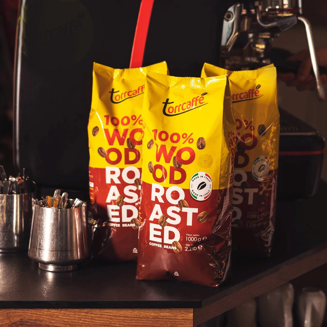 Torrcaffe Srl Brand Grinded Coffee Blend of 70% Robusta and 30% Arabica of Wood Roasted Organic Espresso Coffee Beans 1 Kg