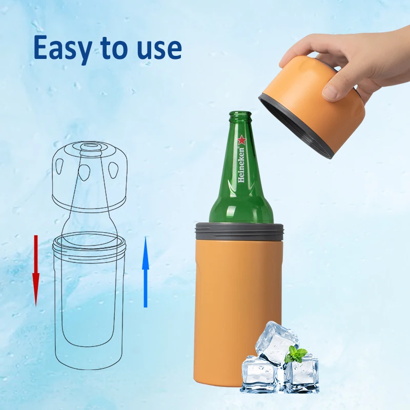 Houroffer Eco-friendly can cooler 304 Food Grade Double Wall Stainless Steel Vacuum Insulated Soda Beer Can Cooler Wine cooler