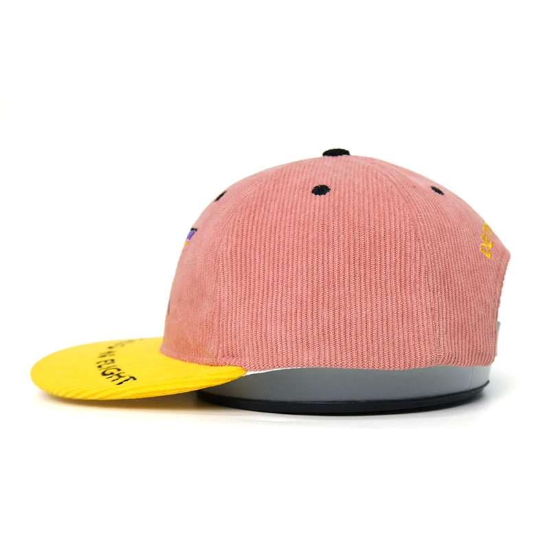 Qianzun Manufacturer streetwear retro embroidery wholesale high quality corduroy fabric a frame oem hip pop snapback cap