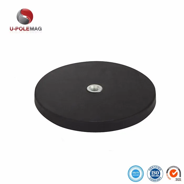 Coated Neodymium Pot Magnet EPDM Rubber Industrial Magnet Permanent Rubber + Ndfeb Magnet +fe37 Pot / Cup Shape 15-20days CN;FUJ
