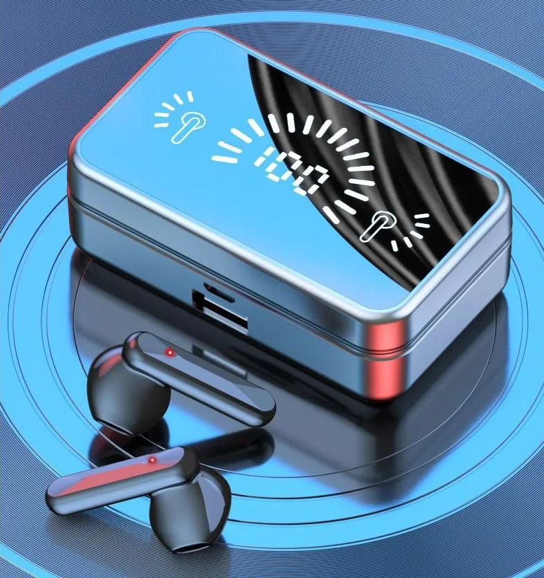 New digital display mirror material bluetooth headset binaural ultra long life wireless noise reduction sports Gaming headset
