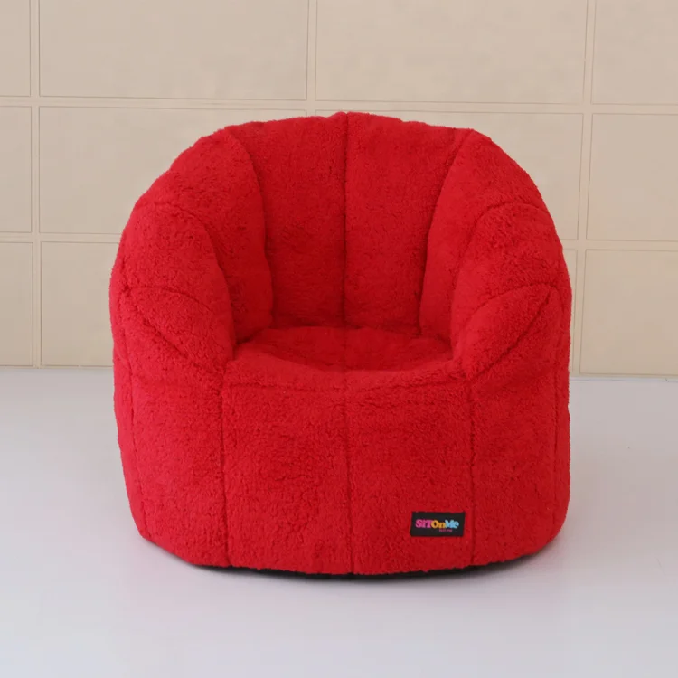 Living Room General Use Beige Fleece Morocco Seat Chair Customize Indoor Bean Bag Sofa