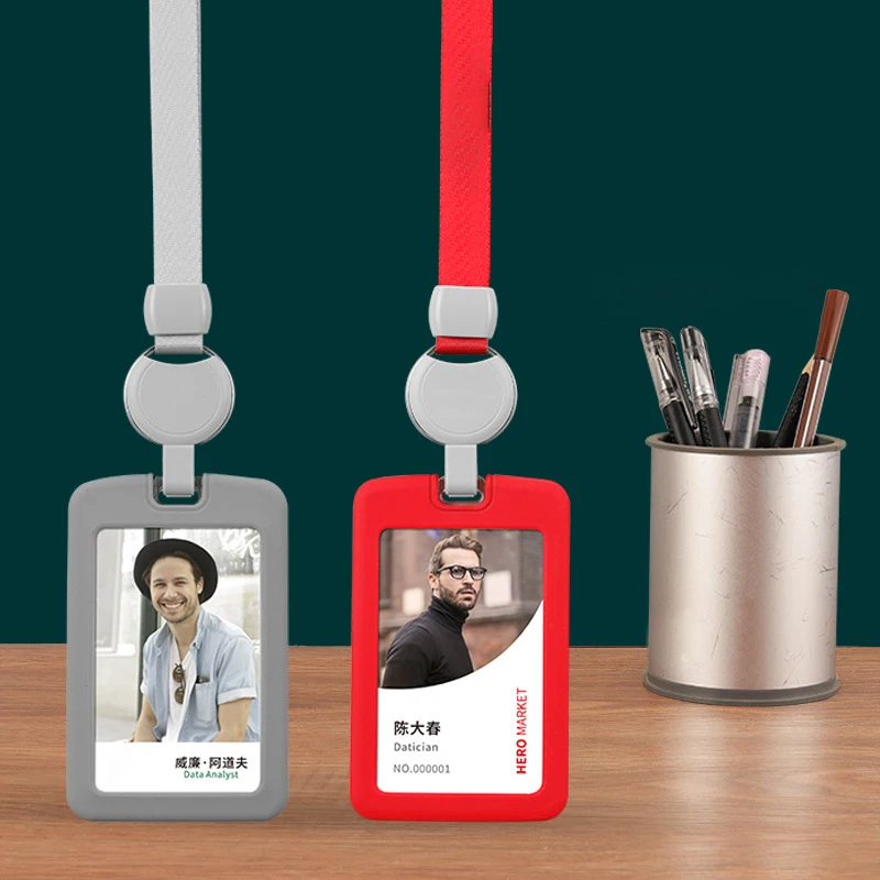 Wholesale Easy to pull buckle work card telescopic buckle hospital school staff card sleeve brand UV printing pattern