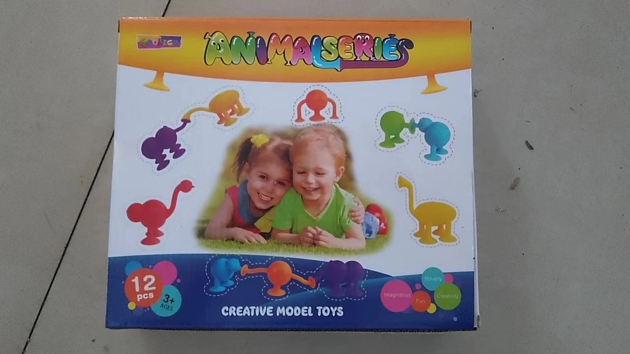 2023 Hot Sale Suction Happy Toys Babies Kids Soft Silicone Stress Set Building Blocks Fun Toys