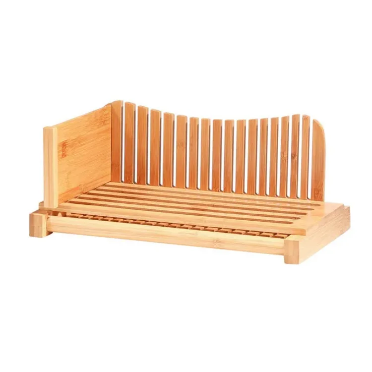 Foldable Cutting Board With Crumb Tray For Homemade Bread Bamboo Bread Slicer With Knife