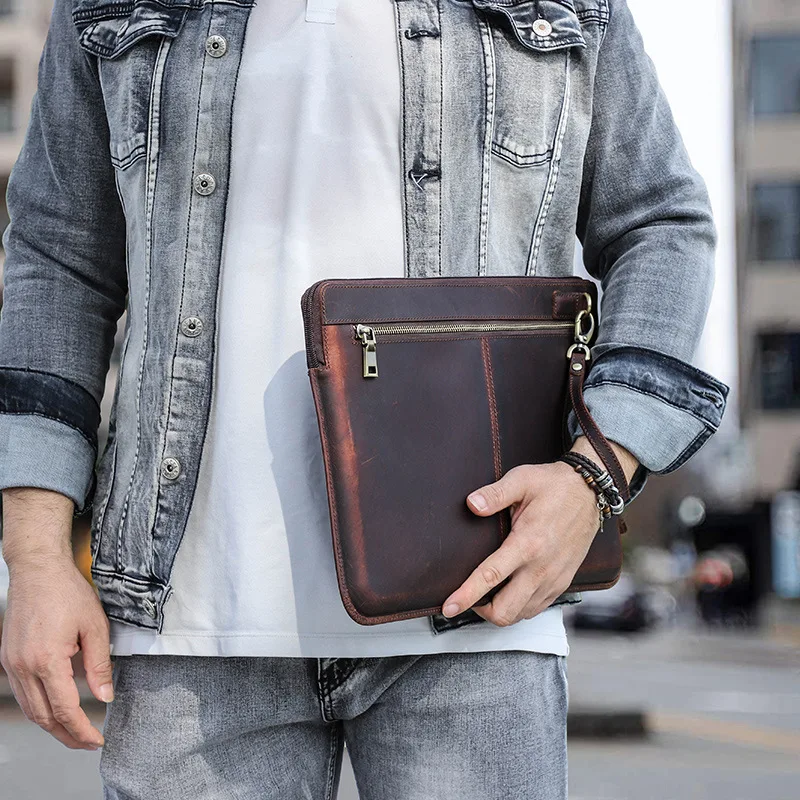 Vintage Crazy Horse Leather Cover for MacBook Pro 15.4 Inch Portable Notebook Protective Laptop Sleeve Customize Logo Size