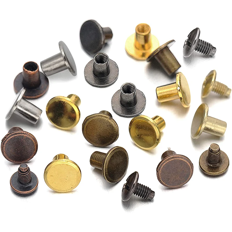 Factory Direct Sales Metal Round Head Rivets For Handbag Double Round Studs Spikes Rivet For Leather Bag Decorative Button