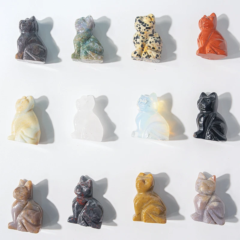Robin Crystal factory wholesale gemstone animal carvings crystal cat crystal carving wholesale