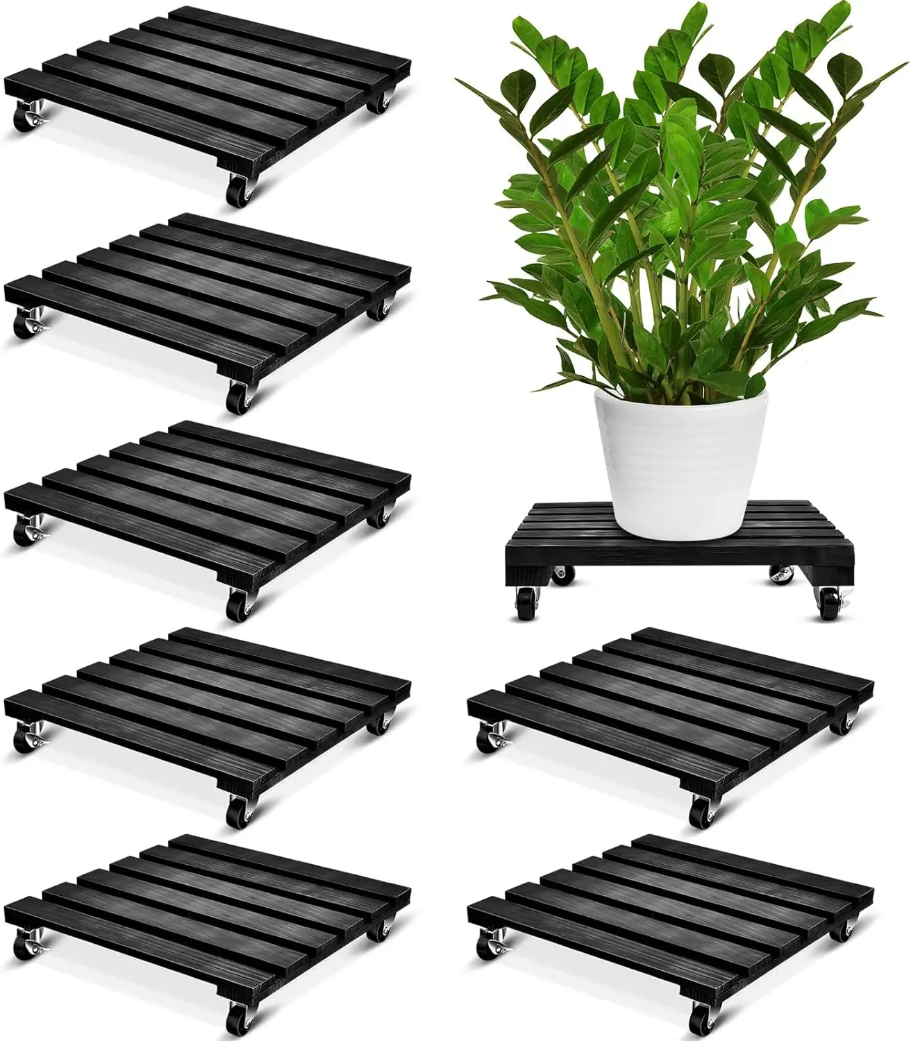 8 Pack Heavy Duty Rolling Plant Stand Roller Base Potted Plant Dolly for Outdoor Indoor Patio Planter