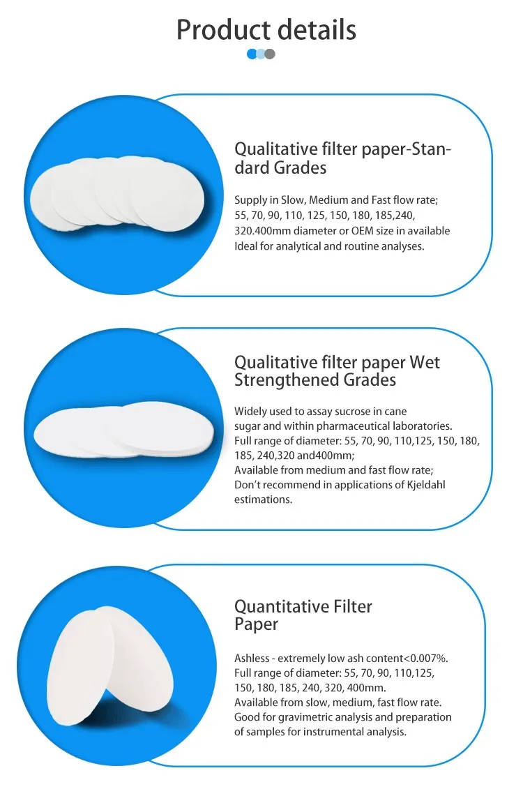 Equivalent to Whatman Qualitative analysis filter paper customization filter paper  lab filter paper