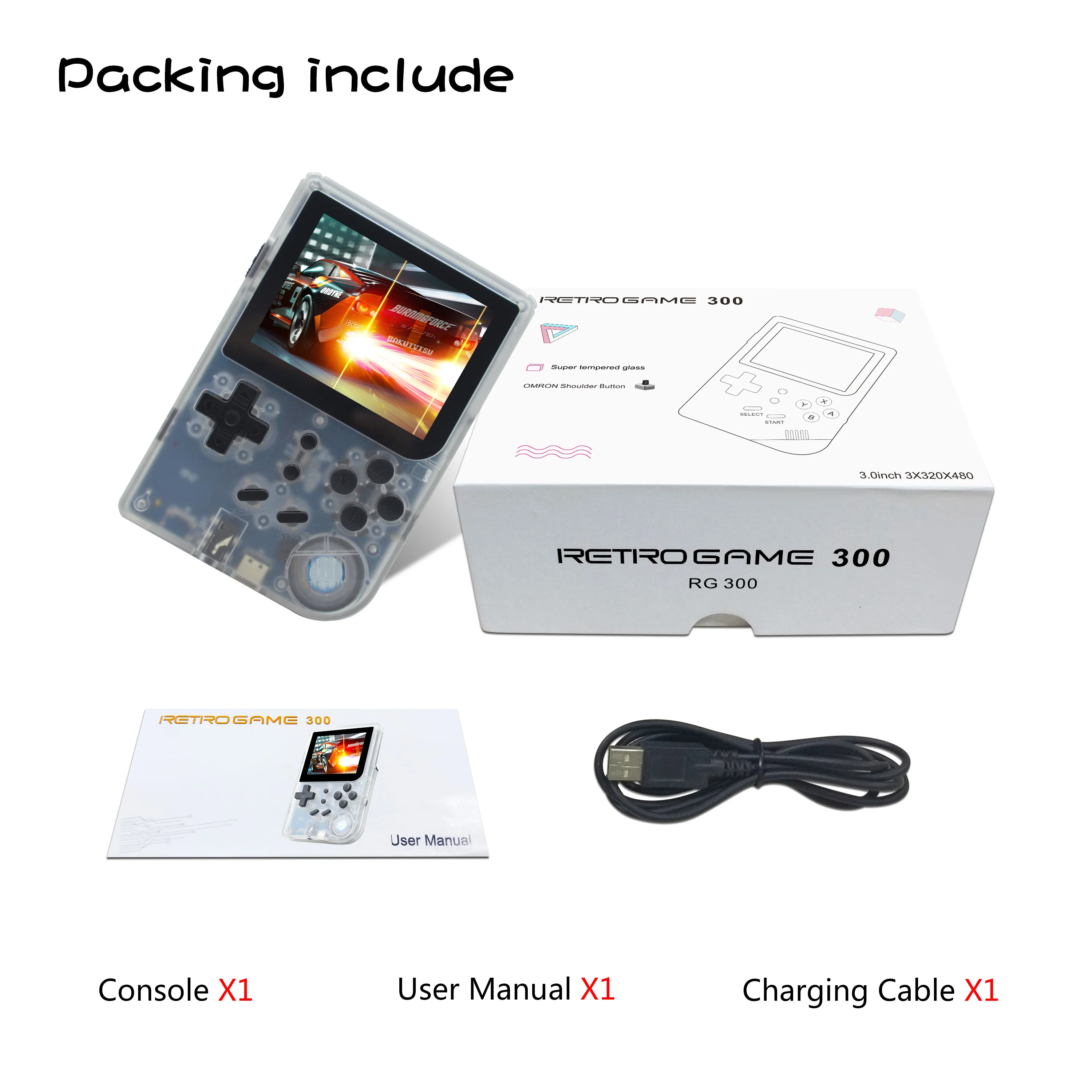 Anbernic Ретро игра 300 портативная игровая консоль RG300 система Opendingux с 3000 играми-полупрозрачный белый