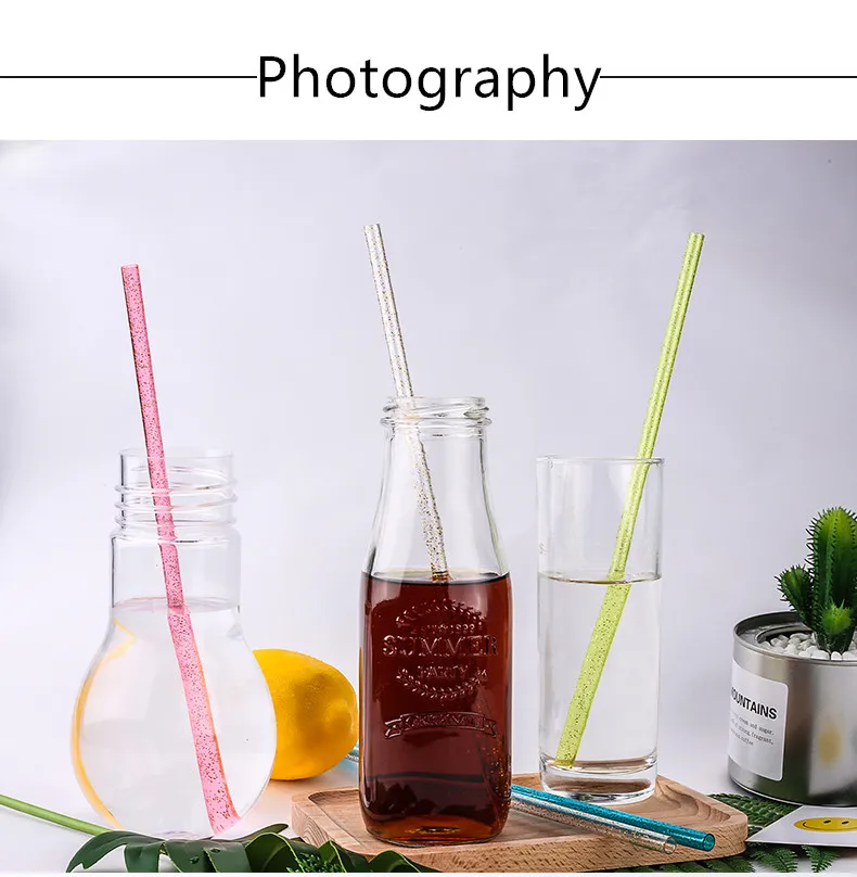 Экологичные блестящие соломинки, многоразовые пластиковые соломинки для питья с ПЭТГ, без БФА