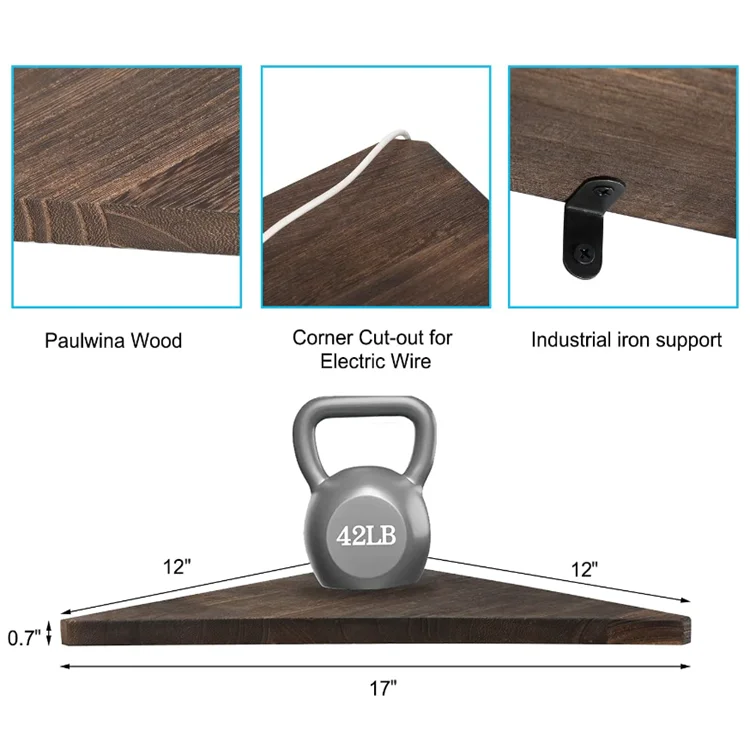 Wall Mount Wooden Floating Shelf Round Wooden Corner Shelf Small Corner Bookshelf Wooden Floating Corner Shelves for Wall