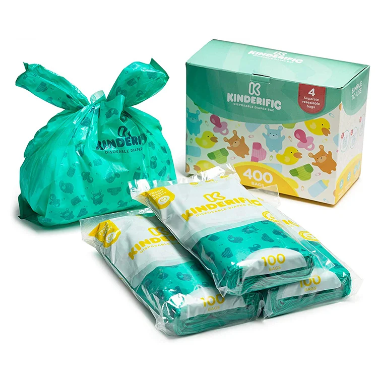 Factory Price Disposable Recyclable Baby Nappy Plastic Bags Convenient Strong Garbage Trash Diaper Bag Printing Customized