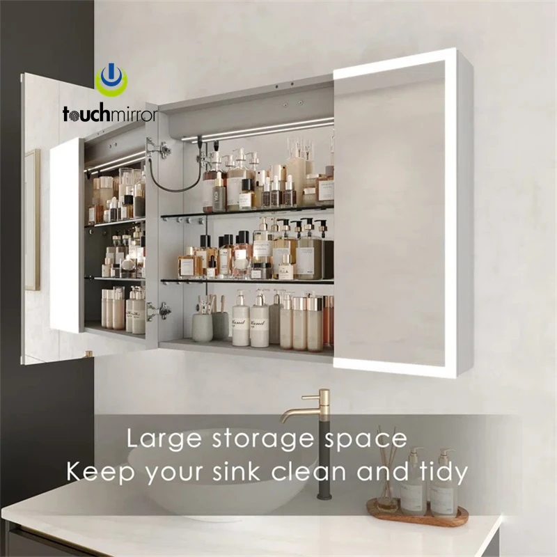 Illuminated led bathroom Wall vanity mirror cabinets with led light For Toilet