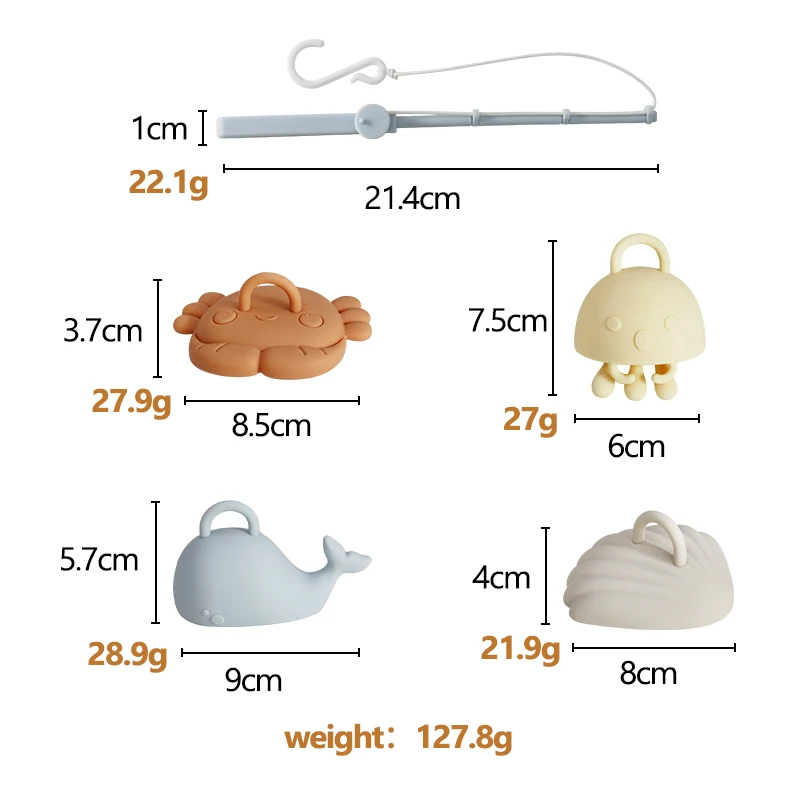 PAISEN Summer Beach Game Set For Children Fish Toy with Rod Silicone Fishing Toys Baby Fishing Toy Sets For Kids