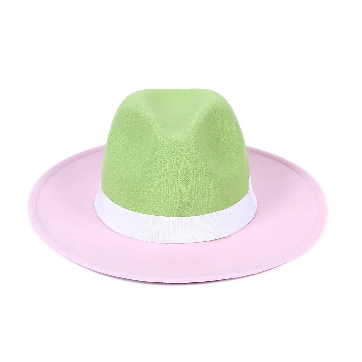 Fashion Dress Party Show Music Festival Polyester Cotton Vegan Material Two Tone Fedora hat for Women Men