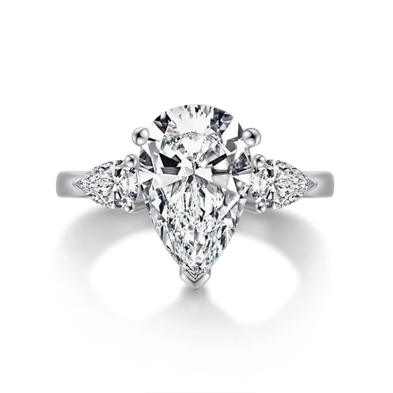 Dropshopping 2020 Jewelry wholesale women eternity 925 sterling silver platinum plated rings pear shaped diamond engagement ring