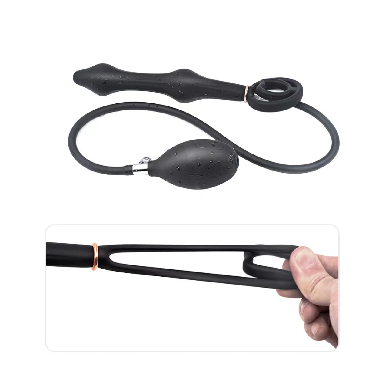 Other sex toys Popular double-bead inflatable anal plug bead lock vibrating anal training anal plug dilator sex toy