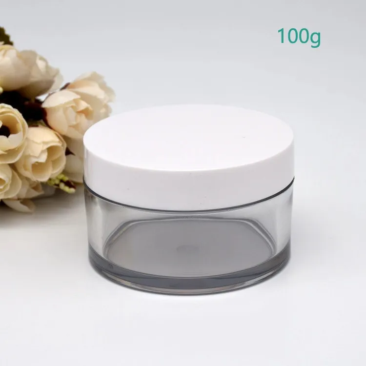 30g 50g 100g PET cosmetics empty thickened cream clear jar with white cap