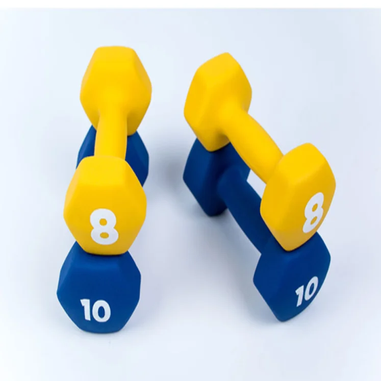 Wholesale Custom Logo Women Use Gym Equipment Cast Iron Vinyl Dipping Neoprene Coated Colorful Dumbbell