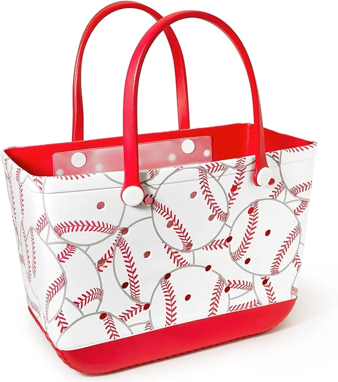 wholesale customize baseball printing boggs bag simply southern eva silicone waterproof rubber beach baseball handbag bogg bag