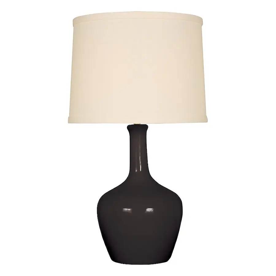 Lukas Mid Century Modern Table Lamp  White Cream French Black Ceramic Lamp Fabric Drum Shade Decor for Living Room Bedroom