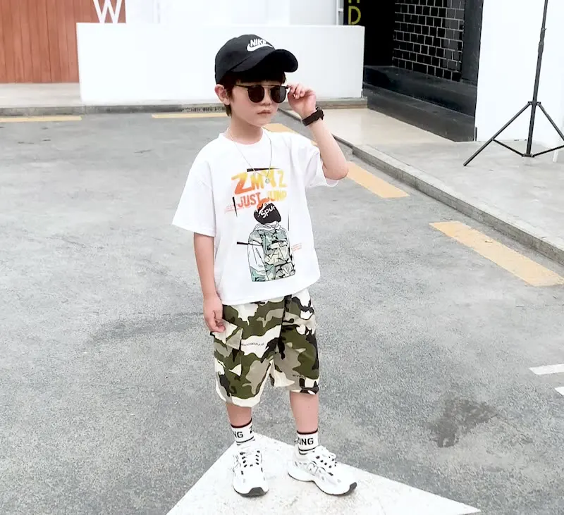Summer Cheap Baby Boys Clothing Top+Shorts Jogge 5-9y Fashion Kids Clothes Children 2 Pcs Sets