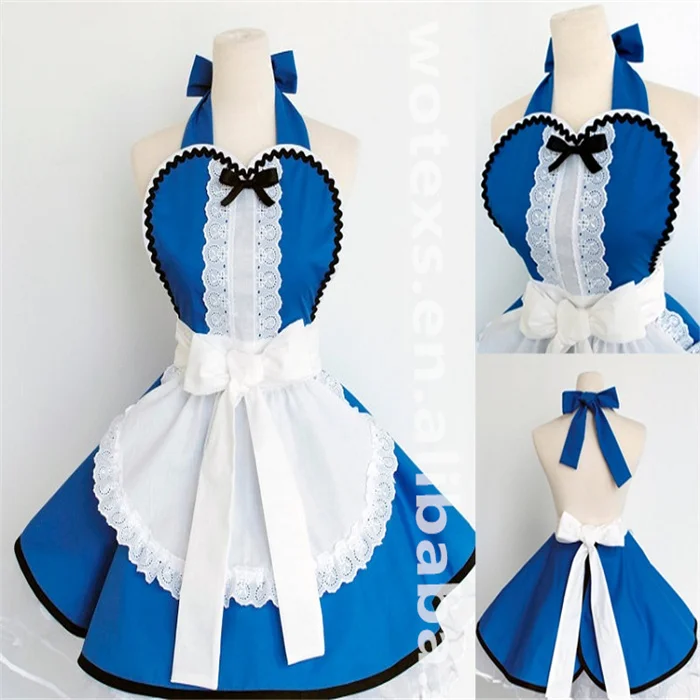 Fashion personalized custom European sexy lace aprons royal court princess peach heart lace dress long interesting Ladies aprons