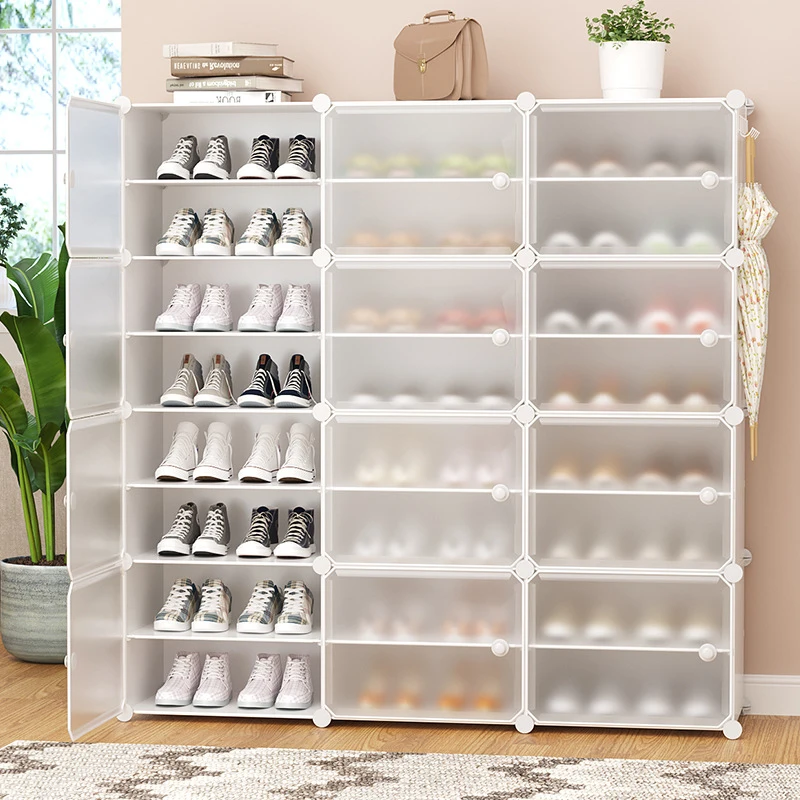 Plastic modular cabinet cube shoe storage shelves Rack portable 6 cubes shoe plastic closet organizer