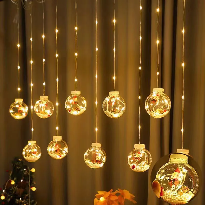 Top Sale   Room Wedding  Decorative Lights   3 M  USB Battery Powered  Warm White Wishing Ball Led Curtain Icicle Lights