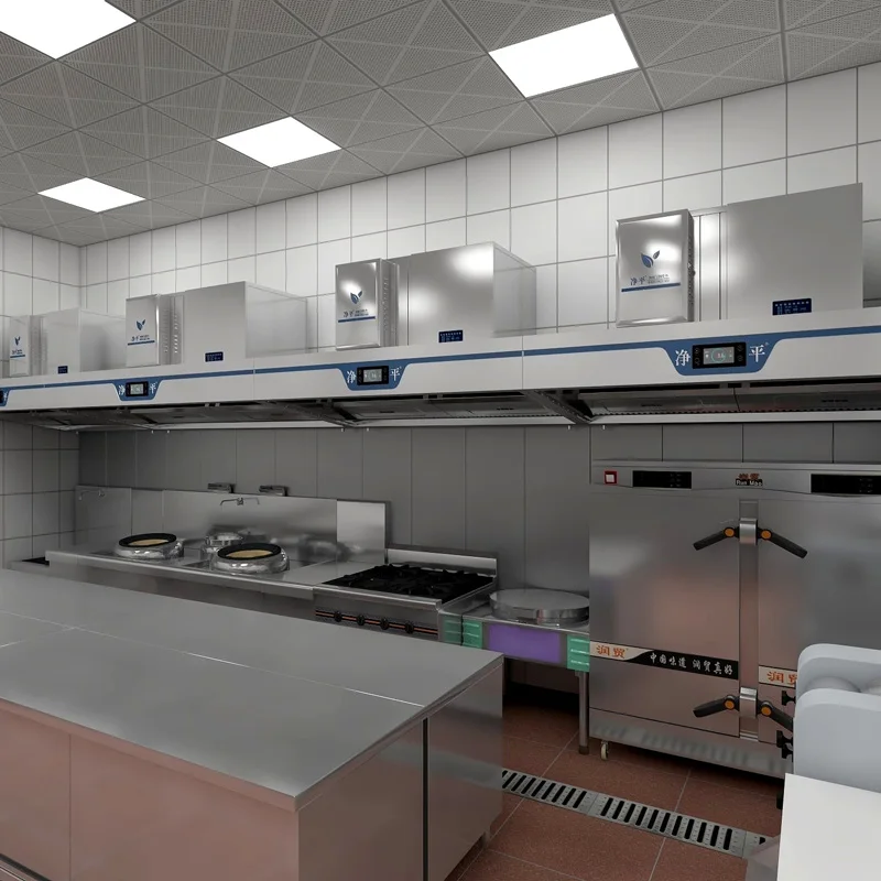 JingPing All-in-One Commercial Kitchen Exhaust Hood Oil Fume Purification Machine with UV Filter