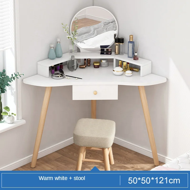 
Nordic corner dressing table bedroom modern minimalist small apartment dressing table multi-function dressing table storage 