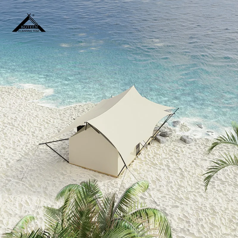 Custom Resort Glamping Tent with Glass Door Waterproof Windproof Luxury Safari Tent Outdoor Hotel Tent for Travel Accommodation