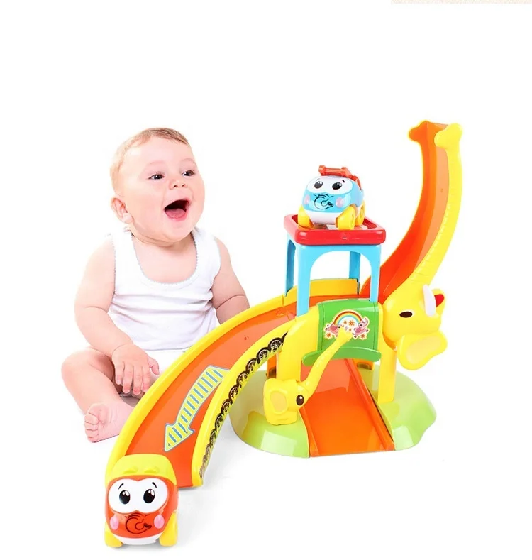 Early education elephant cartoon diy kids parking lot toy for baby