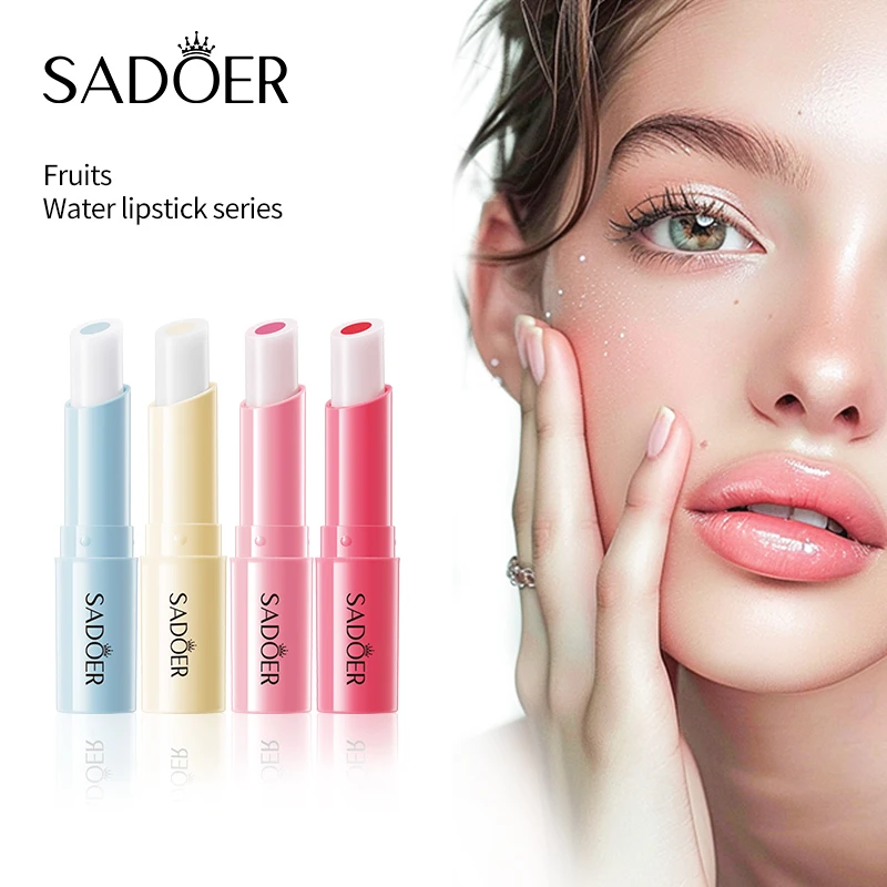 OEM SADOER Private Label Strawberries Sandwich Change Colour Lipstick Vitamin E Moisturizing Soft Firm Repair Custom Lip Balm