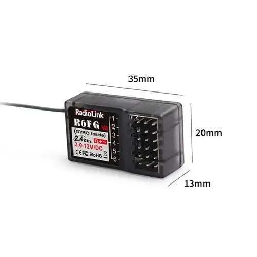 R6FG 2.4GHz 6CH Receiver High Voltage RC Gyro Version For RC6GS RC Controller Transmitter