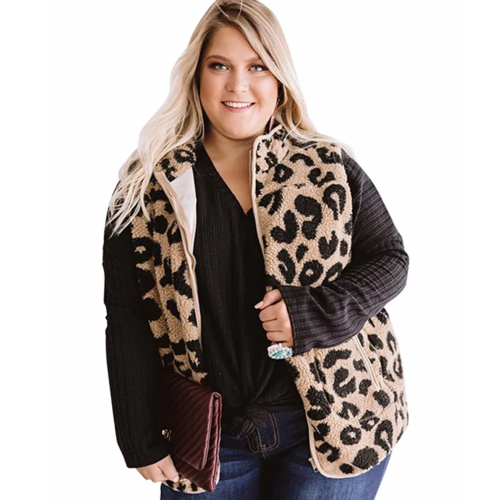 Hot Selling 2021 Fall Women Fashion Knitted Vest Womens Leopard Cashmere Vest Coat