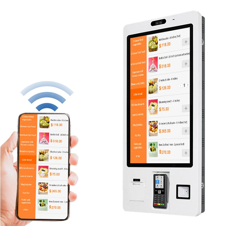 Payment Kiosk Restaurant Touch Screen Self Order Floor Standing Restaurants Self Service Food Ordering Kiosk