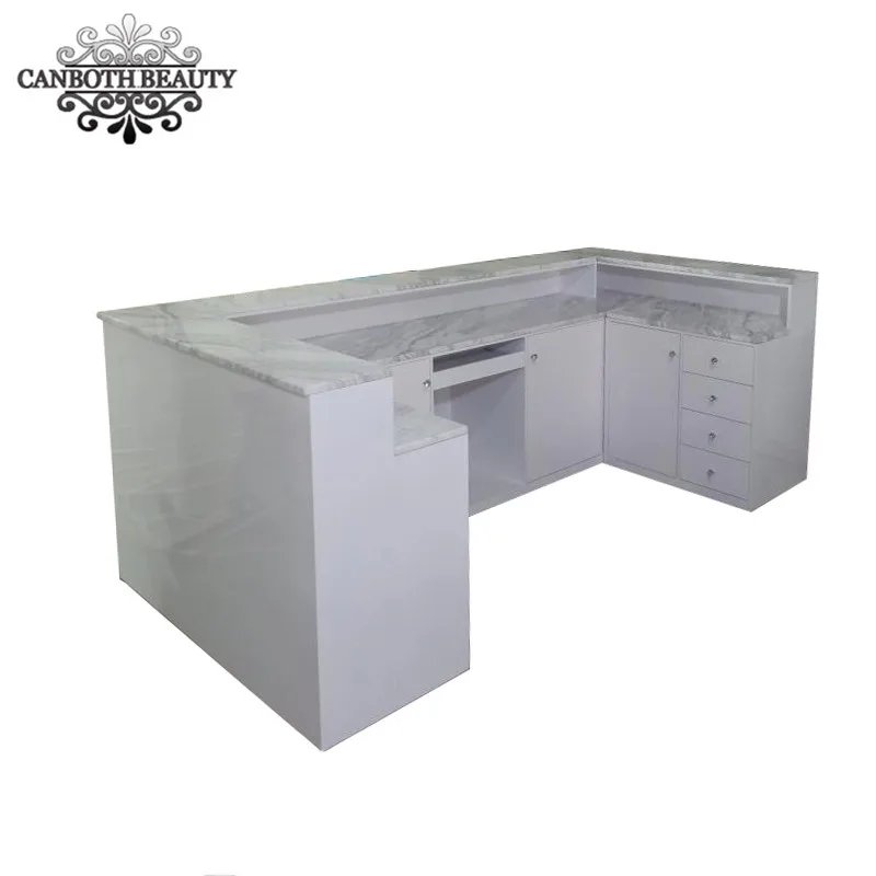 2020 Luxury U Shape Reception Desk Counter With Marble Top for Salon
