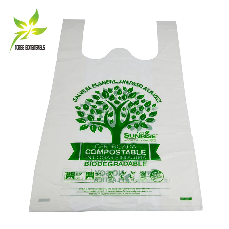 BSCI Certified Custom Printed Heat Seal Biodegradable T-Shirt Packaging Bag Wholesale Compostable Vest Plastic Bags