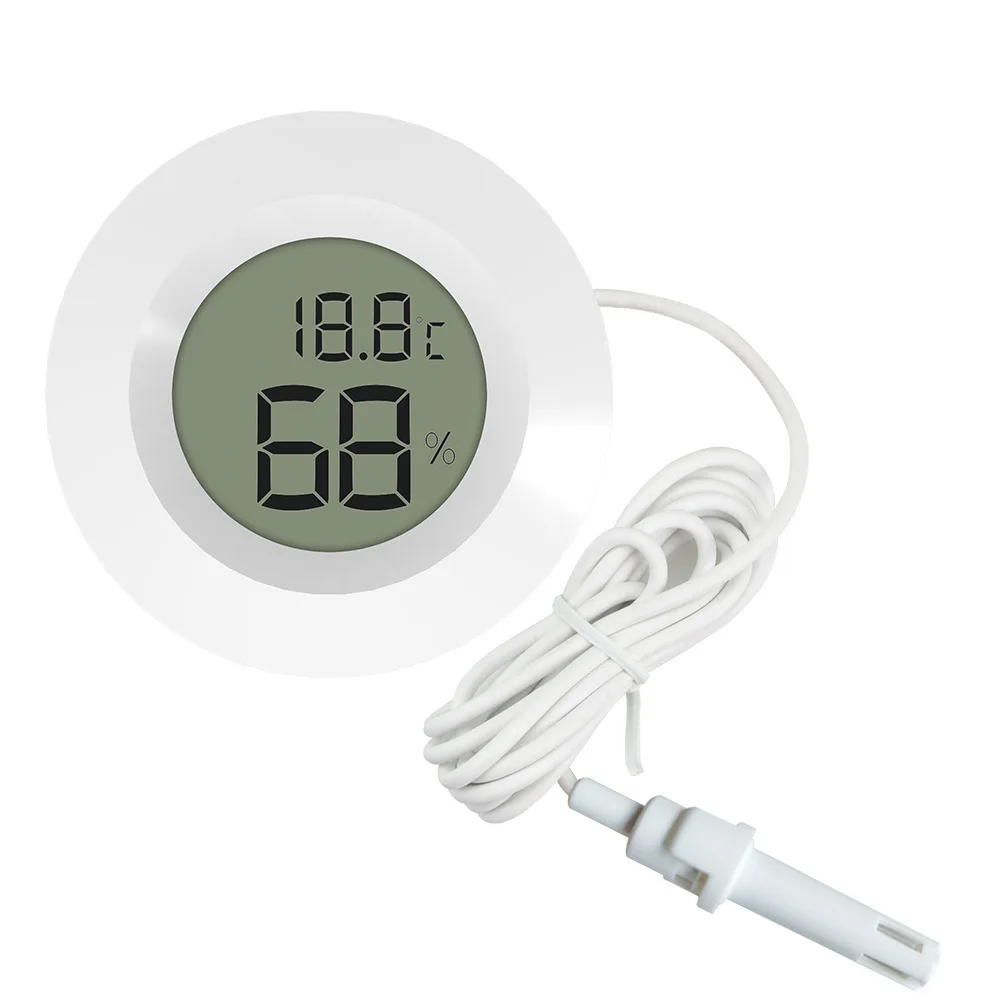 Round Embedded Temperature and Humidity Meter Industrial Pet Reptile Digital Thermometer Hygrometer