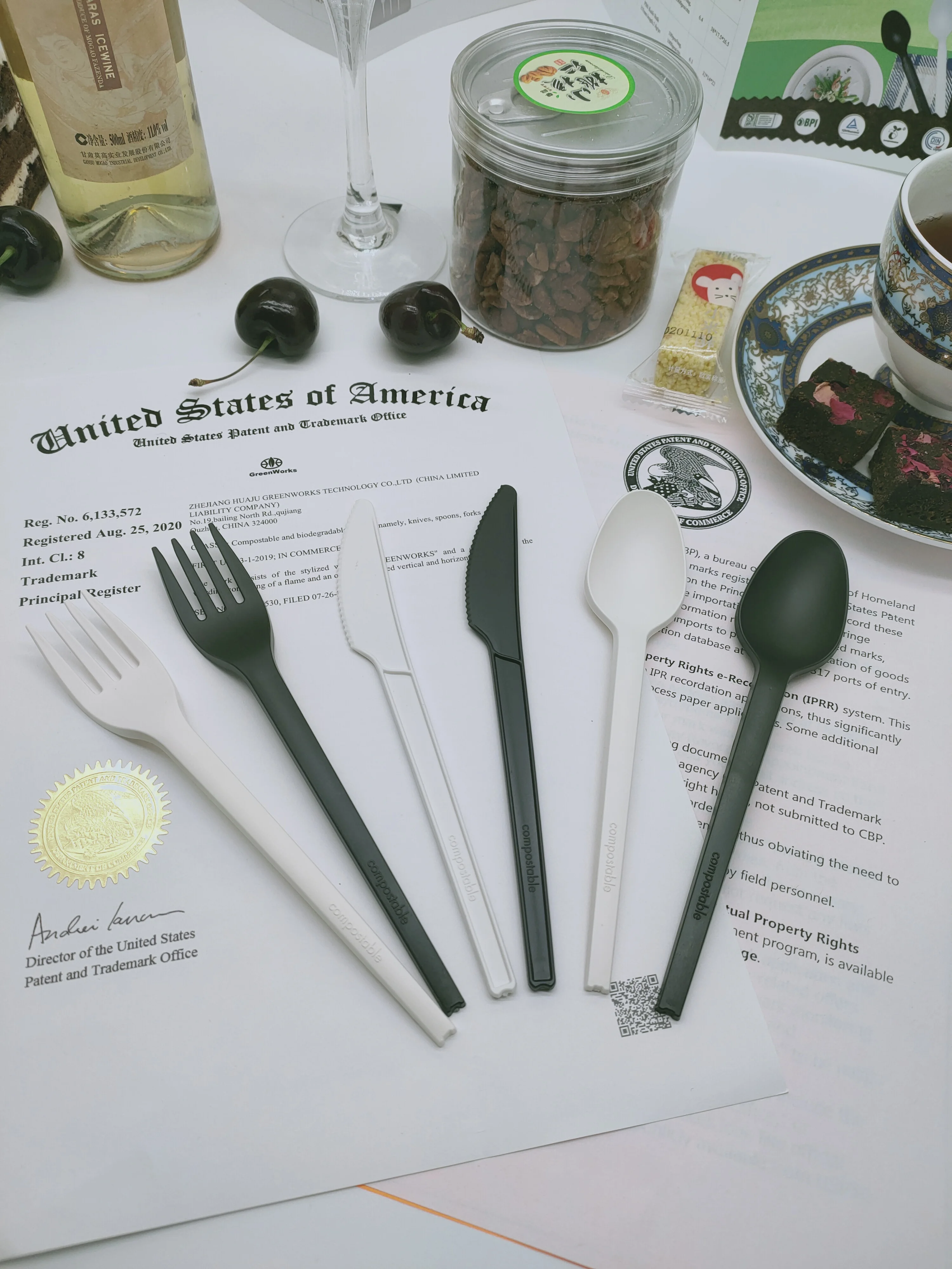 
Greenworks Plastic Cpla biodegradable cutlery,eating utensils environmentally friendly cutlery Spoon Wrapped dinnerware sets 