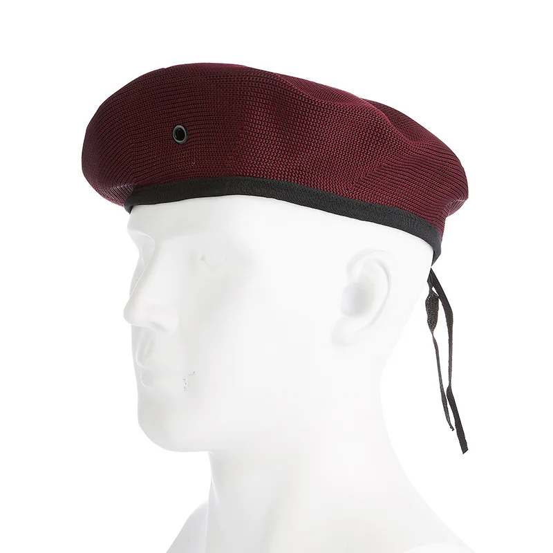 Берет церемониальный мужской, однотонный сетчатый берет, Воздухопроницаемый красный, в стиле милитари, летняя