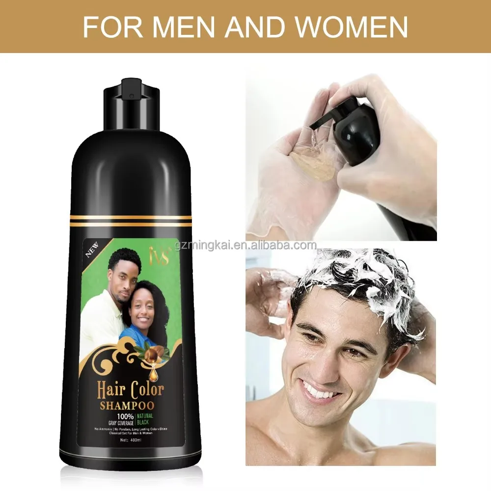 OEM Wholesale Factory Bubble Plant Hair Dye Shampoo Teinture Black Pour Les Cheveux IVS Champoing De Teinture Pour Cheveux