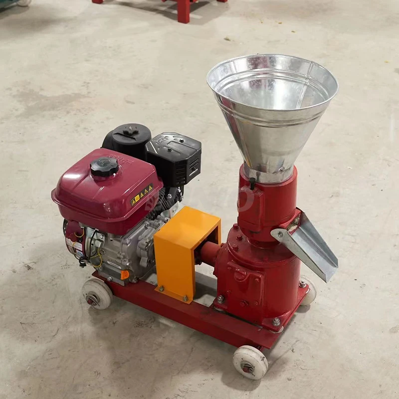 New 7.5hp Gasoline Engine Wood Pellet Mill Machine Flat Die Animal Pellet Mill for Biomass Wood Sawdust Rice Husk