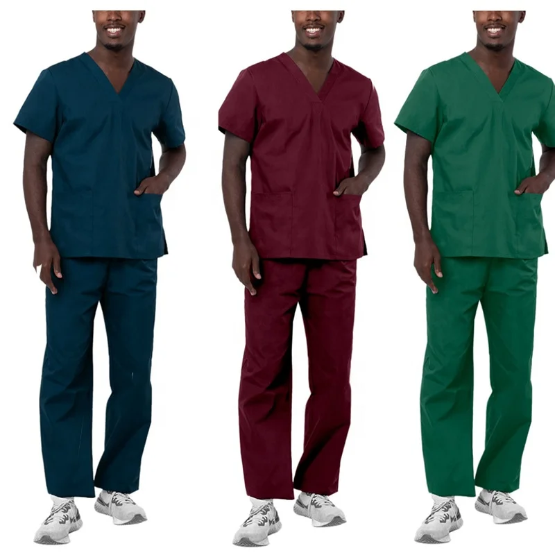 Clinic Nurse Workwear Solid Color Nursing Scrubs Men Uniforms Hospital Doctor Women Work Shirt pants Adult Medical Clothing