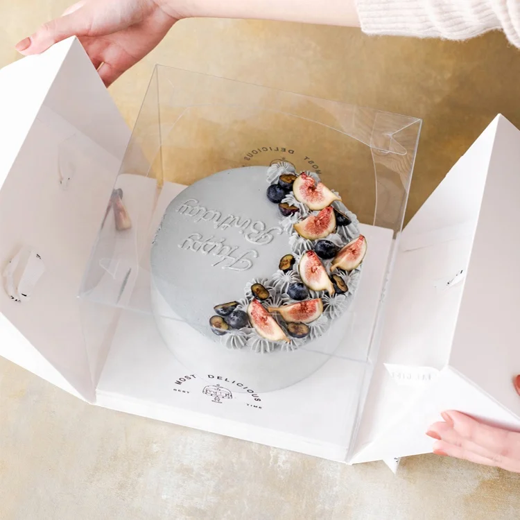 Double Open Portable 6 8 Inch Transparent Birthday Inverted Triangle Cake Packaging Boxes Tiramisu Mousse Clear Plastic Cake Box